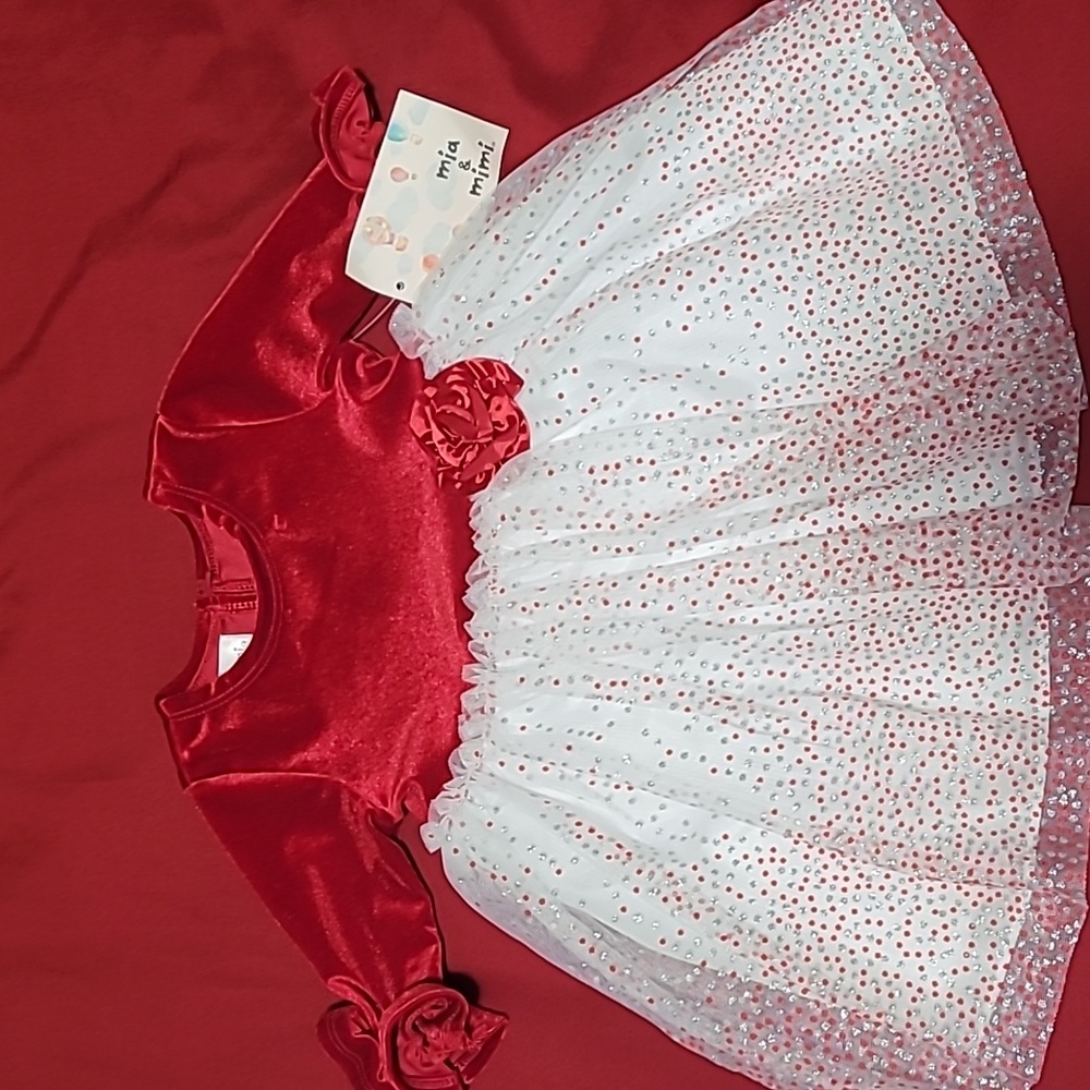 Mia & Mimi size 12m Red and white toddler dress